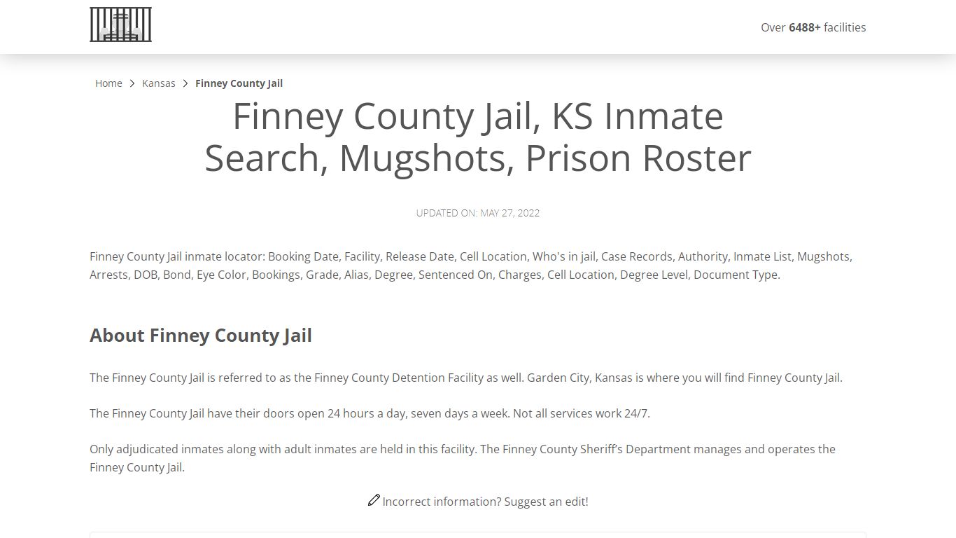 Finney County Jail, KS Inmate Search, Mugshots, Prison Roster